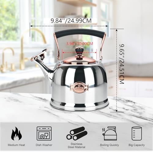 Tea Kettle Stainless Steel Teapot, Stainless Steel Teakettle for Stove Top with Heat Proof Ergonomic Handle 3.0 Quart - Image 3