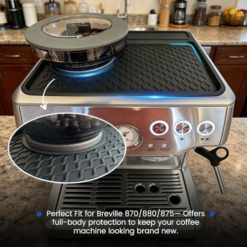 3-in-1 Silicone Mat for Breville Espresso Machine 870/880: Coffee Bar Mat + Top Mat + Tamping Mat – Food-Grade Silicone, Waterproof, Non-Slip, Heat-Resistant, Breville Espresso Machine Accessories - Image 3