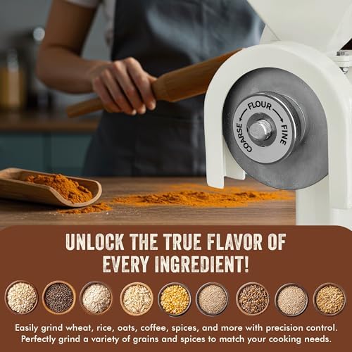 Manual Hand Grain Mill White | Heavy-Duty Hand Operated Food Grinder for Wheat, Corn, Oats, Coffee Beans, Rice & Dry Grains | Hand Crank Kitchen Flour Mill for Home, Camping, Survival & Everyday Use - Image 2
