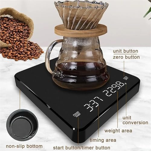 Mini Coffee Scale with Timer for Espresso and Pour Over Coffee Waterproof Surface Rechargeable with Auto-Timer LED Display - Image 4