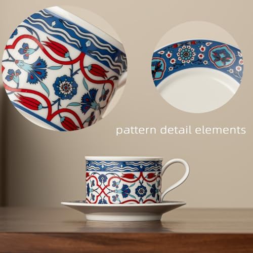 Ceramic Coffee Mug with Saucer 8 OZ Turkish Coffee Cups Set - Image 2