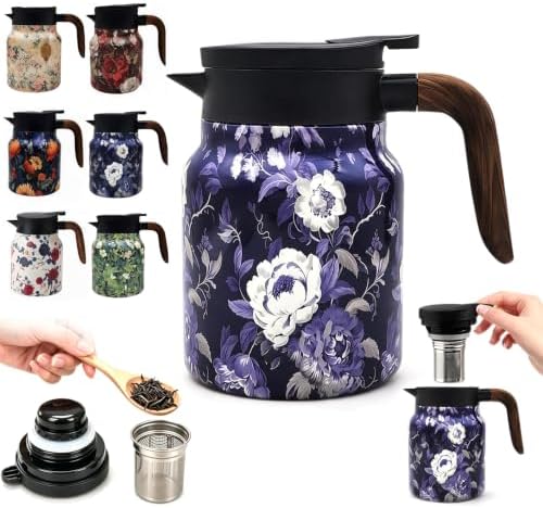 Vintage Teapot with Infuser, 35 oz Insulated Tea Pot for Loose Leaf Tea by Unknown