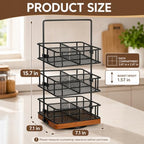 3 Tier Rotating Tea Bag Organizer Iron & Acacia Wood 360°Spinning Carousel - Image 2