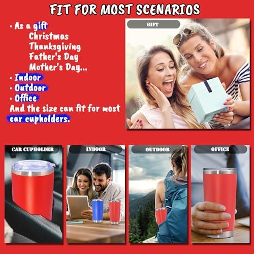 20 oz Tumbler Insulated Tumblers Stainless Steel Coffee Mug,Red 12PCS - Image 6