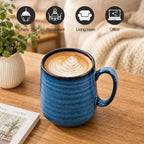 HASENSE Coffee Mugs Set of 4, 15 Ounce Porcelain Mug Set with Handle for Morning Coffee Tea and Cocoa, Ceramic Coffee Cups with Beautiful Glaze for Men, Women, Navy - Image 2