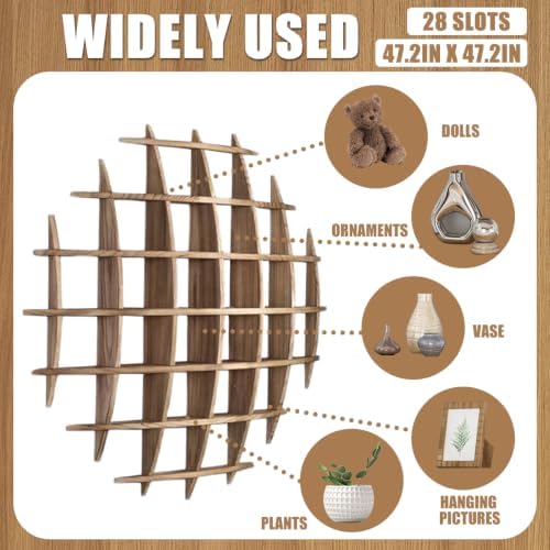 Oversized Hanging Coffee Mug Display Rack Wooden Tea Cup Holder 47.2"x47.2" - Image 3