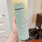 17 oz Bling Stainless Steel Water Bottle Rhinestone Vacuum Water Bottle Glitter Bottles Diamond Vacuum Flask Mug Gift Girls Women (500ml),Green - Image 3