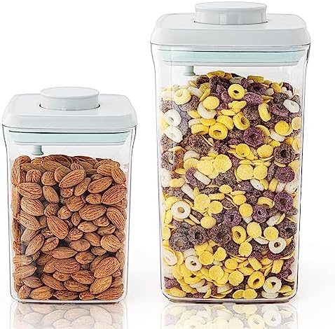 2 Pack Pop-Top Airtight Food Storage Containers, 2.0 Qt & 0.9 Qt by Tourdeus