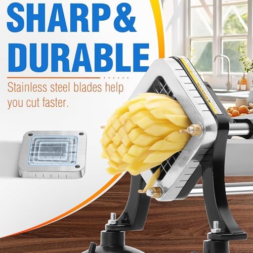 French Fry Cutter for Potatoes, Stainless Steel Blades, Black - Image 2