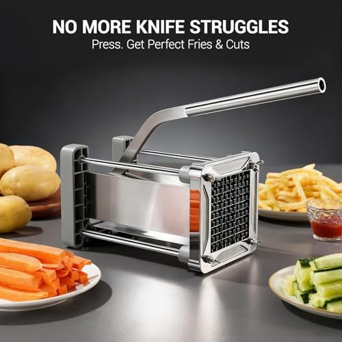 French Fry Cutter, Sopito Professional Stainless Steel Potato Cutter with 1/2", 1/4", 3/8" & Wedge Blades for Potatoes, Carrots, Apples - Image 6