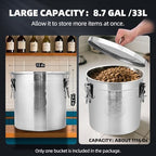 33L/8.7 Gal 304 Stainless Steel Containers with Lids 1116 Oz Airtight Containers with Lids and Lock Hole 304 Stainless Steel Container with Lid for Storage 304 Airtight Stainless Bucket - Image 2