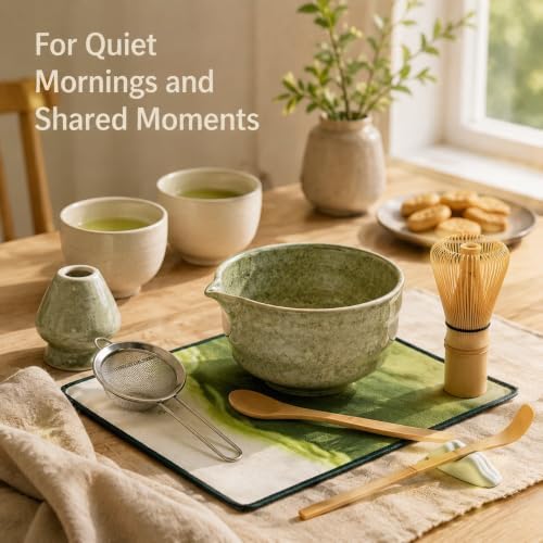 Ceramic Matcha Tea Set with Spouted Bowl, Bamboo Whisk for Tea Rituals - Image 6