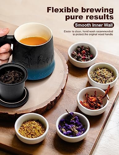 suyika Ceramic Tea Cup with Infuser and Lid, Matte Black 15.2 oz / 450 ml - Image 4