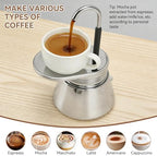 Cyrank Single Tube Moka Pot, Stainless Steel Italian Espresso Coffee Maker - Image 4