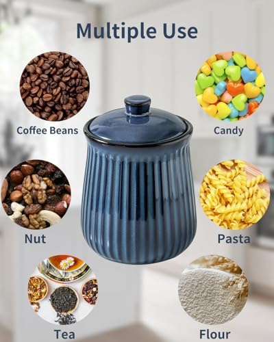 Hasense Storage Containers for Kitchen Counter, Airtight Food Jar with Lid, 88 oz Cookie Candy Jar for Coffee Beans, Tea-leave, Sugar, Salt, Flour, Spice, Dog Treat Container, Blue - Image 4