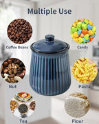 Hasense Storage Containers for Kitchen Counter, Airtight Food Jar with Lid, 88 oz Cookie Candy Jar for Coffee Beans, Tea-leave, Sugar, Salt, Flour, Spice, Dog Treat Container, Blue - Image 4