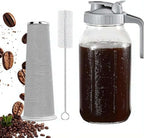 Cold Brew Coffee Maker with Stainless Steel Filter, Pour Spout Handle Lid, LeakProof Heavy Duty Glass Pitcher for Iced Coffee,Lemonade,Ice Tea & Fruit Drinks by Unknown