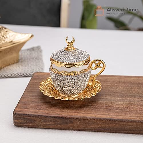Alisveristime Gelincik Crystal Turkish Coffee Set, 27 Pc (Gold) - Image 6