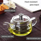 Teapot,300ML Small Glass Heat Resistant Glass Teapot Removable Infuser Filter Glass Coffee Pot Transparent Tea Boiler Teakettle Teapot - Image 7