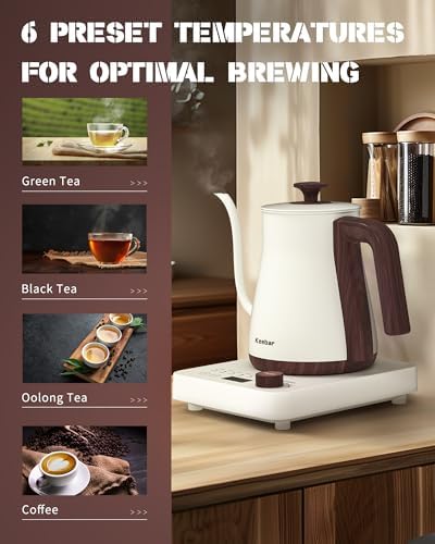 Gooseneck Electric Kettle Bundle Set - 6 Temperature Presets, LED Display, 0.8L, 1000W - Image 3