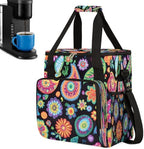 Beautiful Colored Flowers Coffee Maker Carring Bag Travel Carrying Storage Tote Bag Compatible with Keurig K-Mini or K-Mini Plus Portable Single Serve Coffee Brewer Case with Pockets for K-cup Pods by CFERSAN