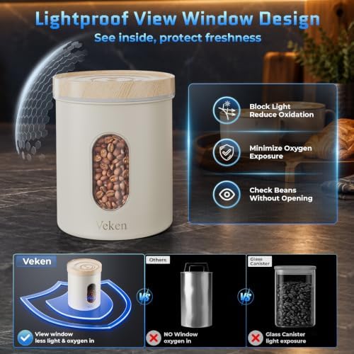 Veken Electric Vacuum Coffee Canister with Window, Auto-Seal Container,14OZ - Image 4