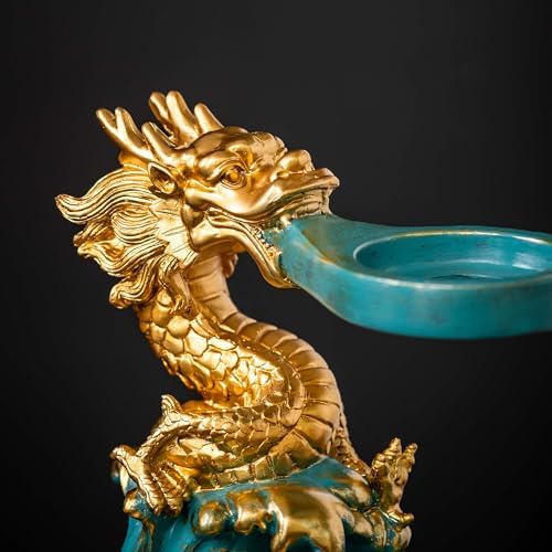Zurucily Glass Teapot with Infuser Semi Automatic Tea Set Kungfu Teapot (Golden green dragon) - Image 6
