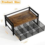 Tea Bag Organizer, Tea Bag Holder with Drawer, Wood and Metal Tea Organizers and Storage Chest for Countertop Kitchen, Office, Rustic Brown - Image 7