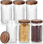 6 Pcs 1000ml/34 oz Vintage Glass Jars with Wood Lids by Acellegic