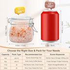 17oz Airtight Glass Jars, 6 Pack Clamp Lid Canisters, Small Food Storage Containers for Spices, Nuts, Snacks, Canning Jar for Jams & Pickling, Pantry Organization - Image 3