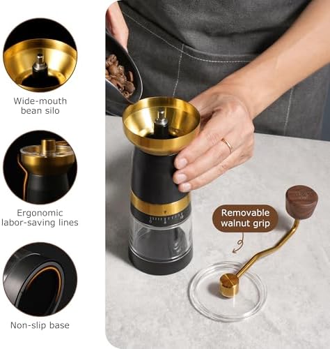 VEVOK CHEF 10 Adjustable Coffee Grinder with 200PCS #2 Cone Coffee Filters Bundle, Stainless Steel Conical Burr Portable Hand Coffee Mill & Unbleached Natural Paper Filters for Home Camping - Image 5