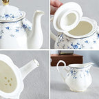 fanquare 15 Piece British Blue Rose Porcelain Tea Set - Image 2