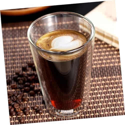IMIKEYA Double Wall Glass Coffee Mug 350ml with Silicone Lid, Black - Image 4