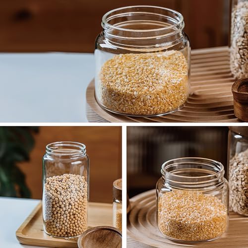 3 Pack 28 fl oz/850 ml Clear Glass Storage Canister with Airtight Wooden Screw On Lid, Medium Decorative Glass Container Jar Set for Coffee, Candy, Cookie, Condiment, Pepper, Sugar, Oatmeal - Image 4