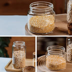 3 Pack 28 fl oz/850 ml Clear Glass Storage Canister with Airtight Wooden Screw On Lid, Medium Decorative Glass Container Jar Set for Coffee, Candy, Cookie, Condiment, Pepper, Sugar, Oatmeal - Image 4