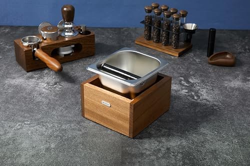coffee knock box replacement for breville knockbox Sturdy solid wood and easy-clean stainless steel the espresso dump box Avoid coffee grounds splashing - Image 3