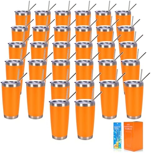 IEOVIEE 32 Pack 20oz Stainless Steel Insulated Bulk Tumblers with Lid&Straw by IEVOIEE