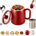 Multi-Function Portable Electric Stewing Cup, 27 Oz 6-in-1 Mini Cooker with Tea Filter Basket, 12H Keep Warm Timer and Smart Touch Control for Soup, Porridge, Rice, Milk, Noodles and Tea (Red) by Unknown
