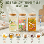 Glass Cups with Lids and Straws, 6Pack, 16oz, Mahjong Game - Image 4