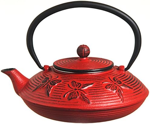 M.V. Trading T7017 Cast Iron Teapot Felicity, 27-Ounce, Red Butterfly by MVTrading