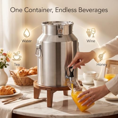 Water Dispenser with Spigot, Airtight Stainless Steel Milk Can - Image 3