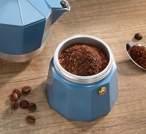 Cilio Legno Stovetop Espresso Maker, Blue, 15-Ounce - Image 2