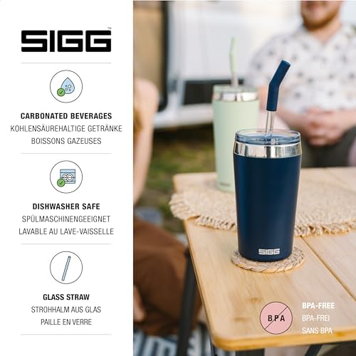 SIGG - Insulated Mug - Travel Mug Helia - With Durable Glass Straw & Cleaning Brush - Leakproof - BPA Free - 18/8 Stainless Steel - 15oz/20oz - Image 4