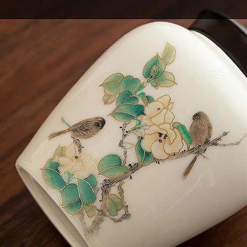 Tea Tin Home Decor Crafts Loose Leaf Tea Storage Jar Ceramic Box Guest Vintage Chinese Sugar Tea Storage(Large) - Image 3