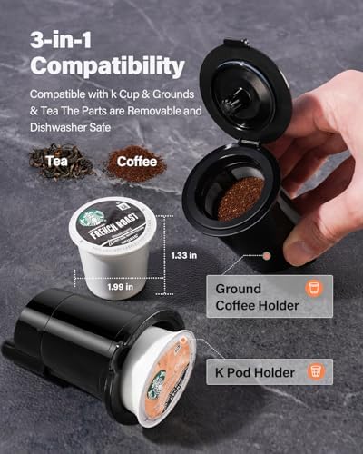 Coffee Maker Hot & Iced With Bold Setting,Single Serve Coffee Maker For K Cup And Grounds,52 Oz Removable Water Tank,6-14 Oz Brew Sizes,One Cup Kcup Coffee Machine With Reusable Filter, White - Image 6