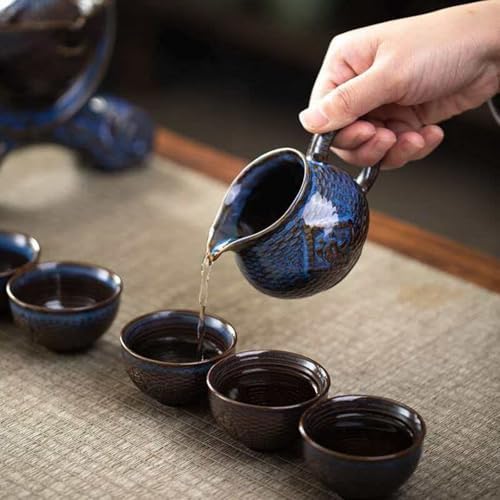 Chinese Gongfu Tea Set - Ceramic Teapot with Infuser, 6Cups, Semi Automatic Design for Loose Leaf Tea - Image 5
