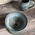 American Handmade Coffee Pour Over Set by Dock 6 Pottery, Barrel Mug with Dripper, Lead-Free Glaze, Lakeshore Gray - Image 5