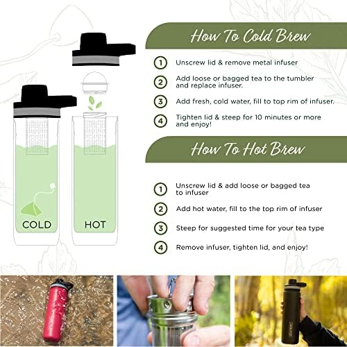 The Tea Spot Steepware Tea Tumbler and Thermos, 22oz, Tea Bottle with tea infuser for loose leaf tea or iced coffee, Sleek Double Wall Tumbler & Insulated Travel Bottle - Black - Image 4