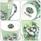 Coffee Mug Sets of 4, 12oz Bone China Porcelain Cups with Art Print Large Handle Dishwasher Microwave safe for Tea Cocoa or Hot Chocolate - Image 4