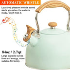 Vilihkc Tea Kettle 2.6 Liter Whistling Tea Kettle, Tea Pots for Stove Top Food Grade Stainless Steel with Wood Pattern Folding Handle, Loud Whistle Kettle for Tea, Coffee, Milk - Image 5